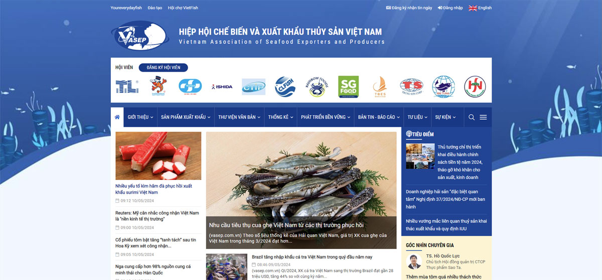 Website thuỷ hải sản chuyên nghiệp