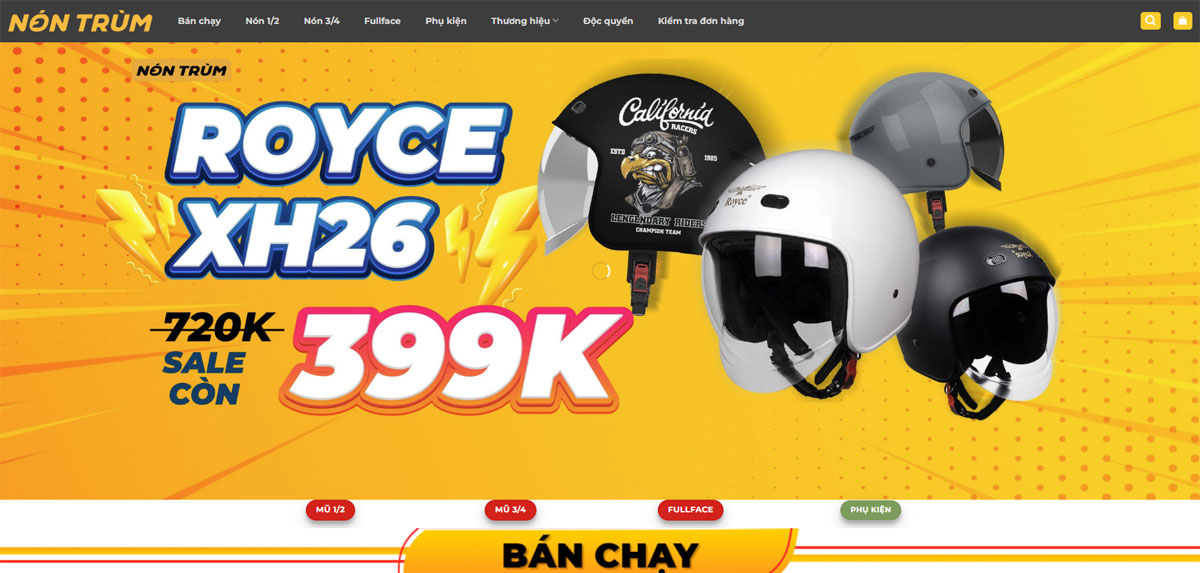 Website bán hàng nón bảo hiểm chuyên nghiệp