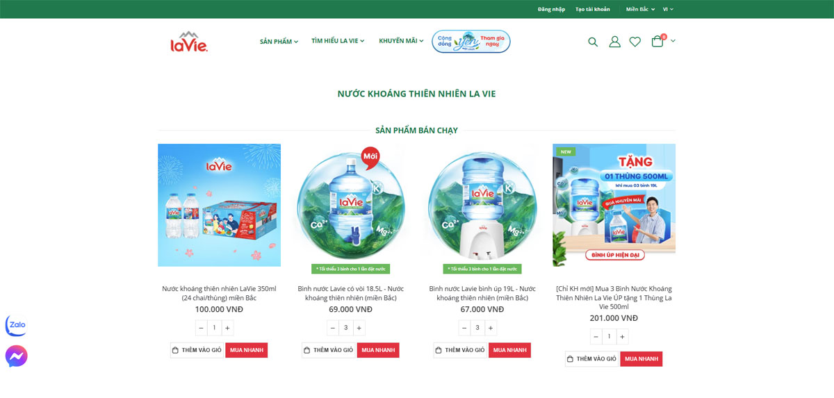 Web nước uông tinh khiết Lavi